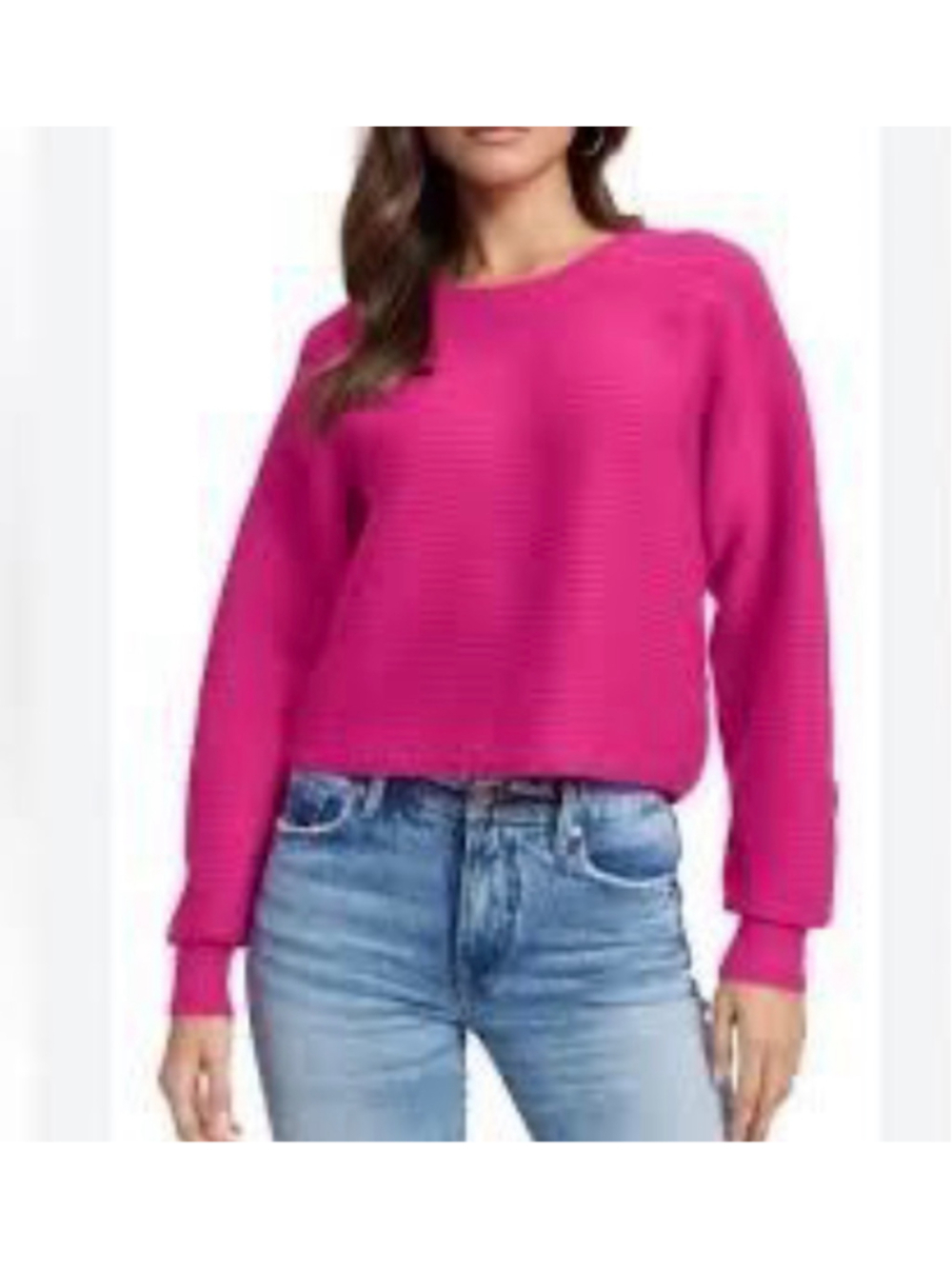 Good American Ribbed Crew Neck Sweater Pink Size 3 (US 12/14)